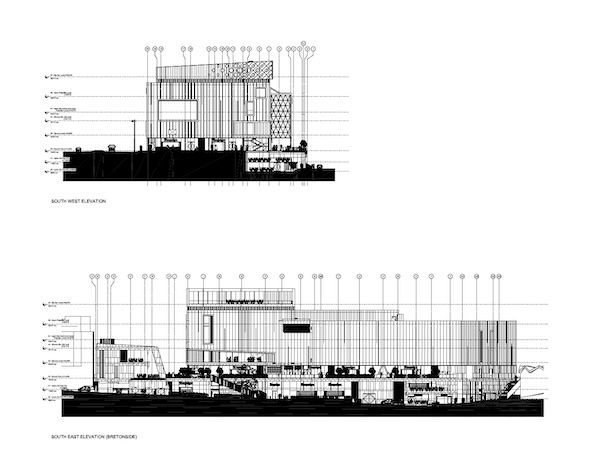 Brutalist blueprints for The Barcode centre Cineworld Plymouth